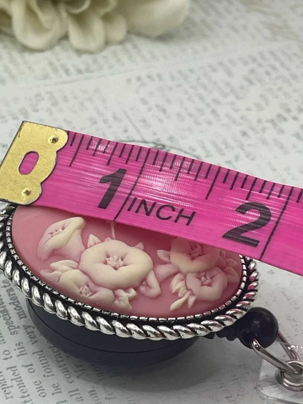 Romantic Pink Hummingbird Lanyard Cameo Retractable Reel ID Card Badge Holder
